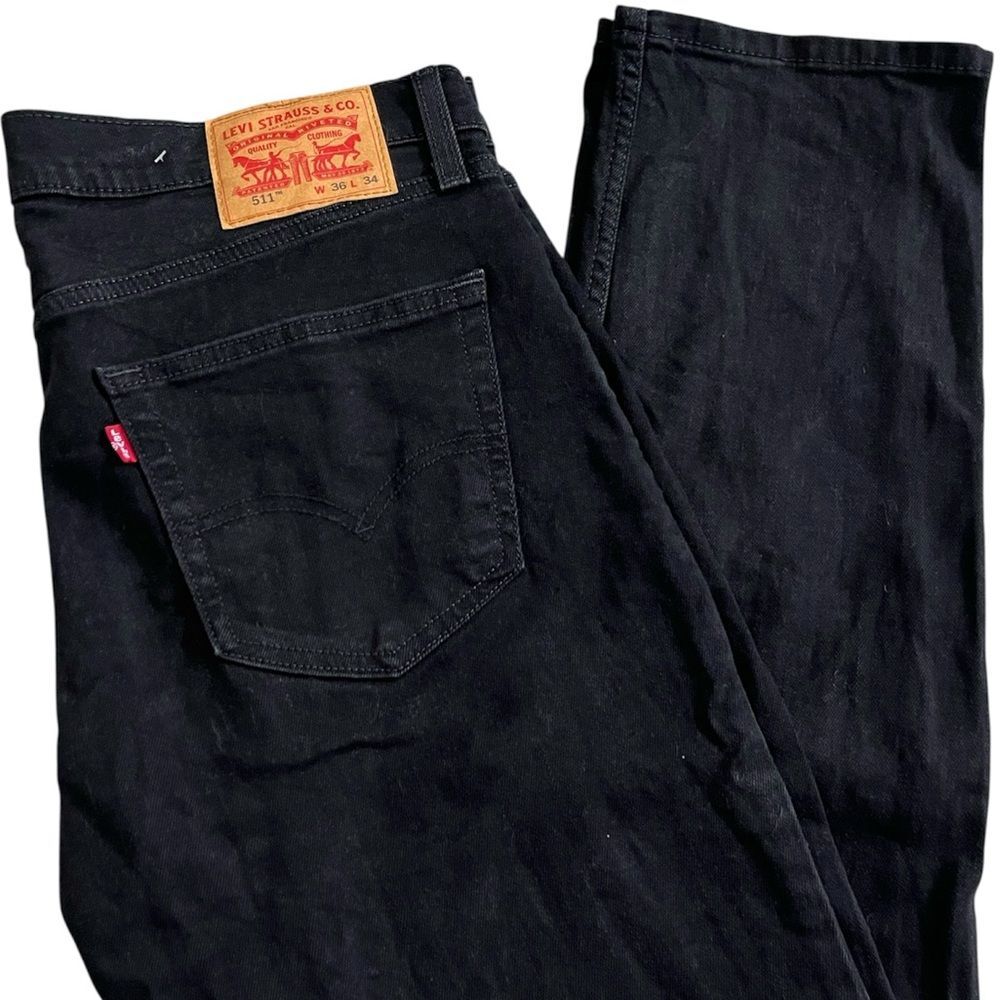 Levi's 511 Slim Fit Black Jeans Men 36x34 Stretch Denim 04511-5382 Modern